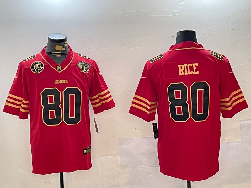 Men San Francisco 49ers #80 Rice Red Gold 2024 Nike Limited NFL Jersey style 12302->san francisco 49ers->NFL Jersey
